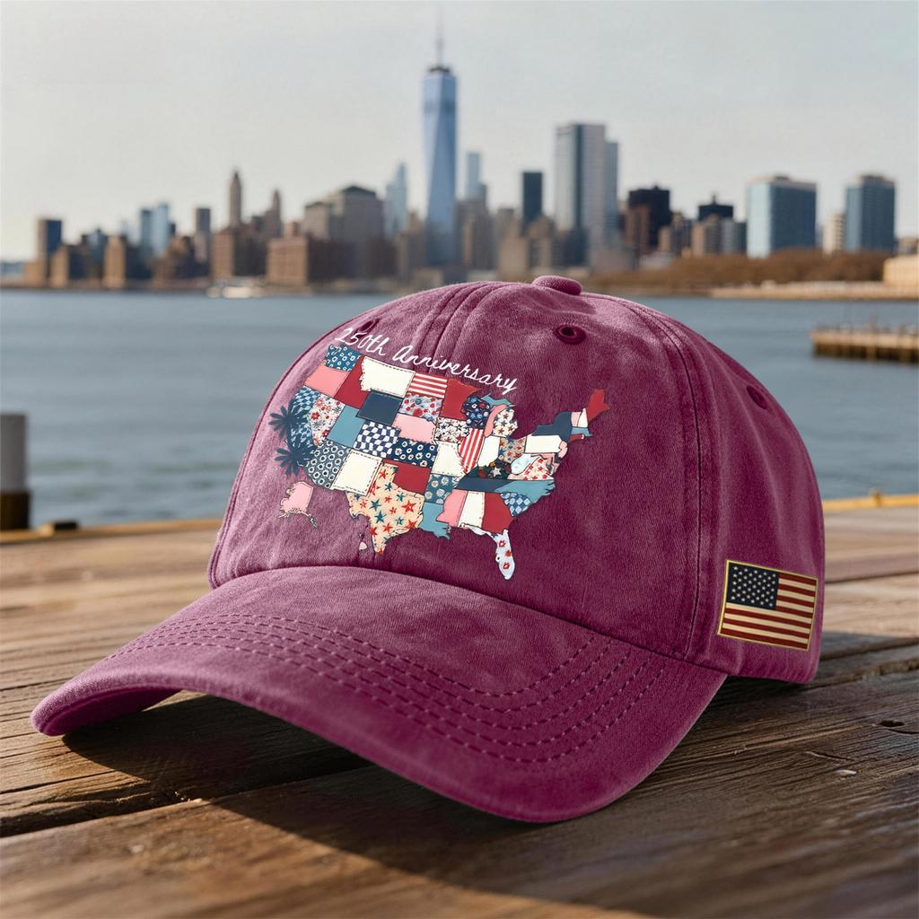 Unisex USA 250th Anniversary Printed Distressed Washed Baseball Cap | Patriotic Vintage Hat For Celebrations