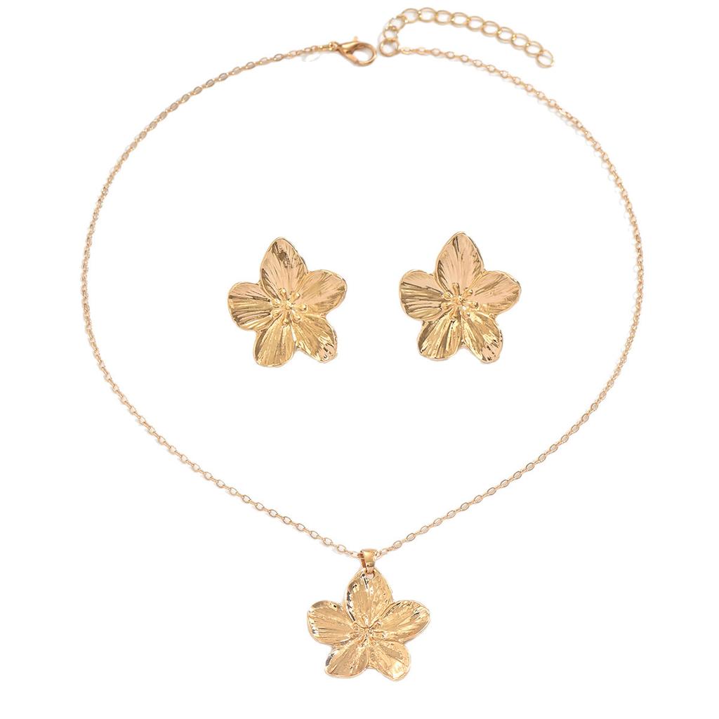 Nové dámské náušnice s květinami, náhrdelník, geometrické, galvanizované, kovové, s květinovým designem, univerzální kousky