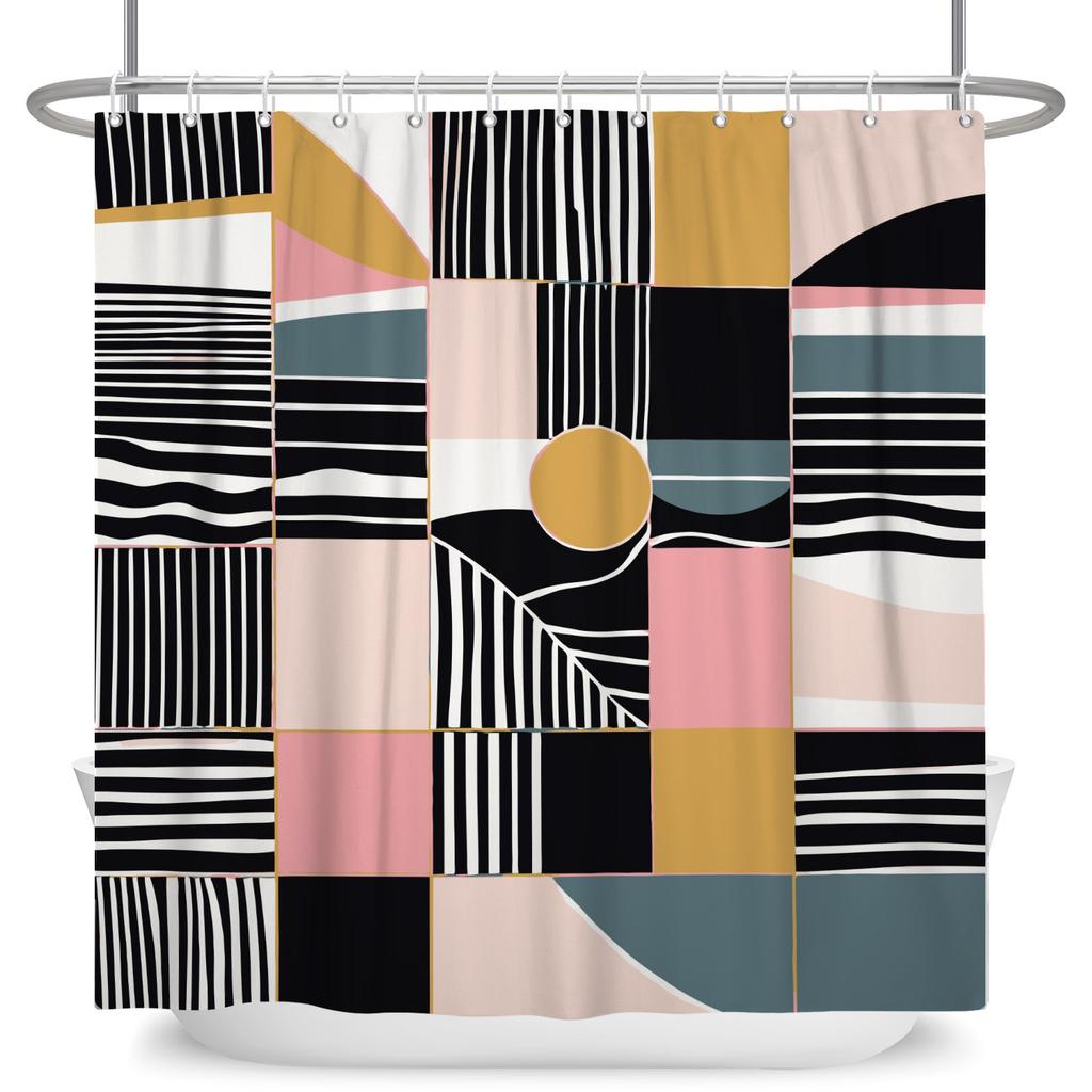 3d Bathroom Curtains Colorful Geometry Shower Curtains Waterproof Polyester Fabric With Hooks Home Decor Washable Bath Curtain