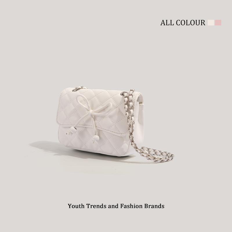 2025 Women's Fashion Bow Small Square Crossbody Bag - Versatile and Chic with Chain Detail