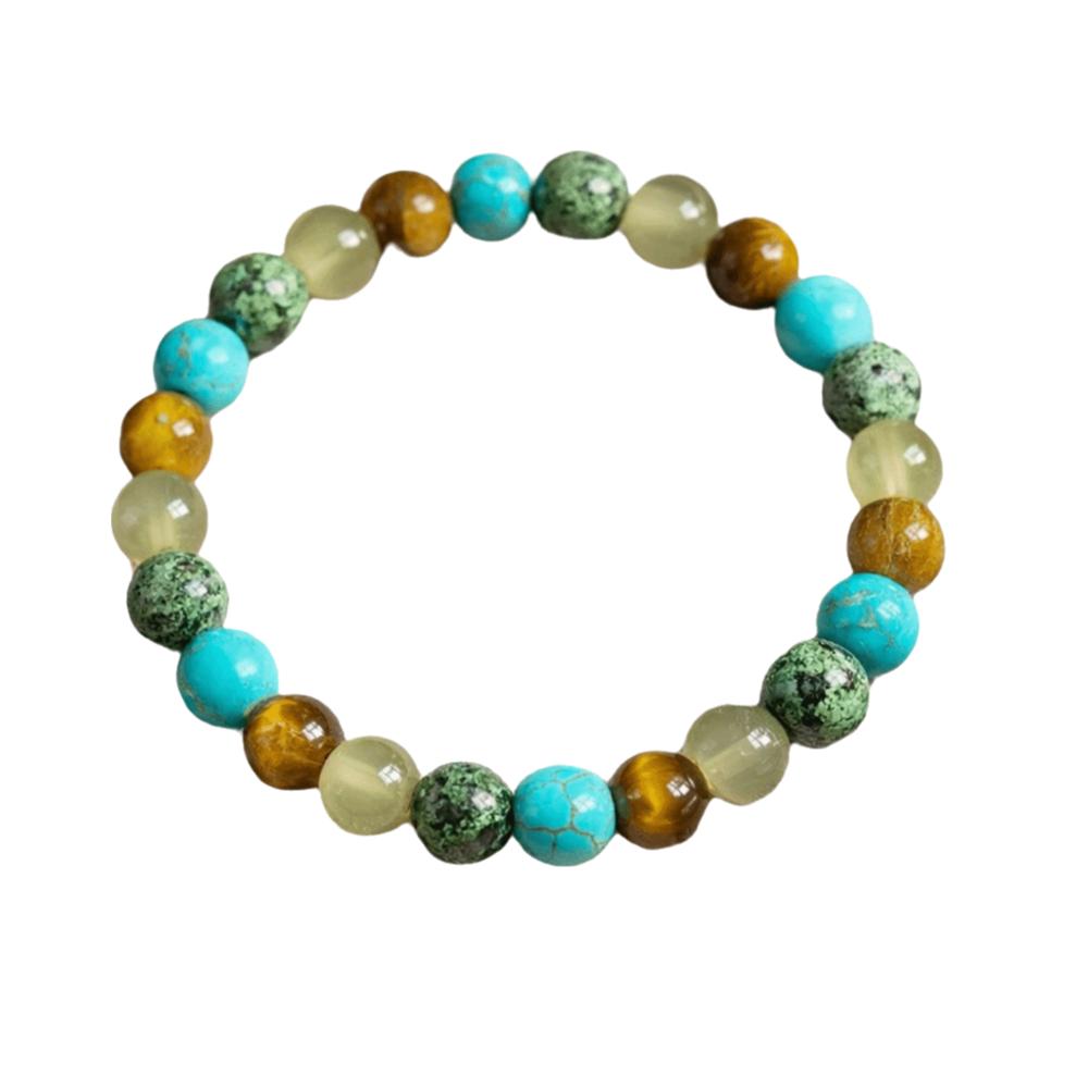 

Patchwork Stone Beaded Bracelet Bohemian Wrist Chain Tiger Eye Stone Hand Jewelry Gift Green Blue Beads