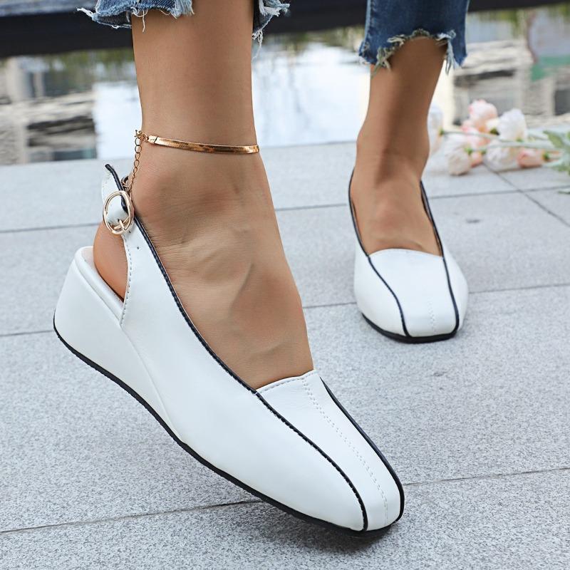 Fashion Retro Wedge Women's Sandals Spring New Style French Solid Color Casual Versatile Single Shoe with Toe Cover Platform Sandals
