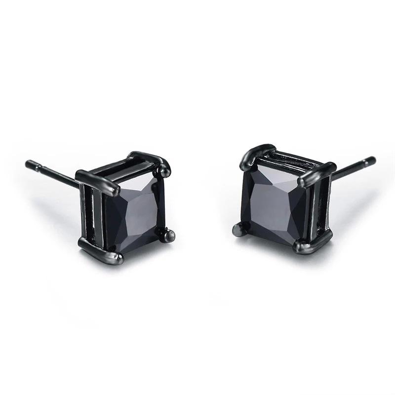 Small Black Punk Stud Earrings For Women Men Boy 2020 New Fashion Zircon Geometry Stainless Steel Jewelry Accessories Earrings