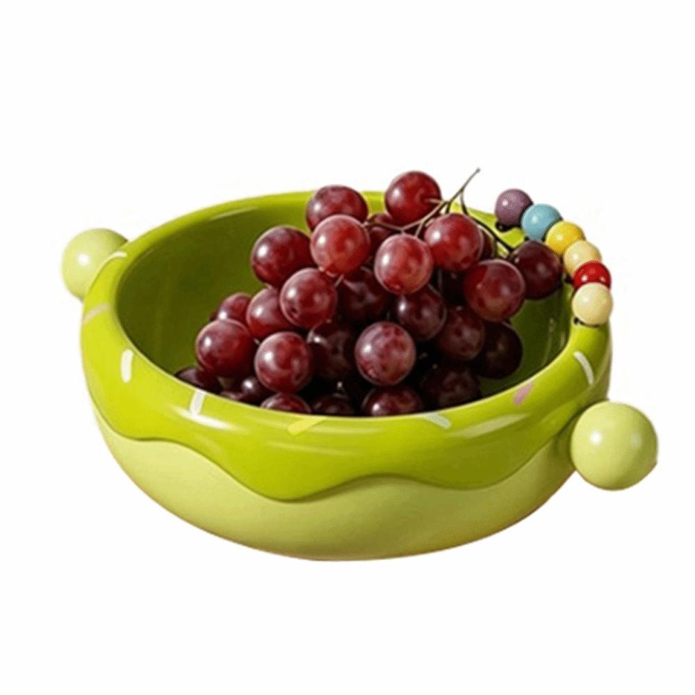 

Doughnut Shape Fruit Bowl with Fork Large Capacity Dessert Salad Bowl Candy Bowl Kitchen Table зелёный