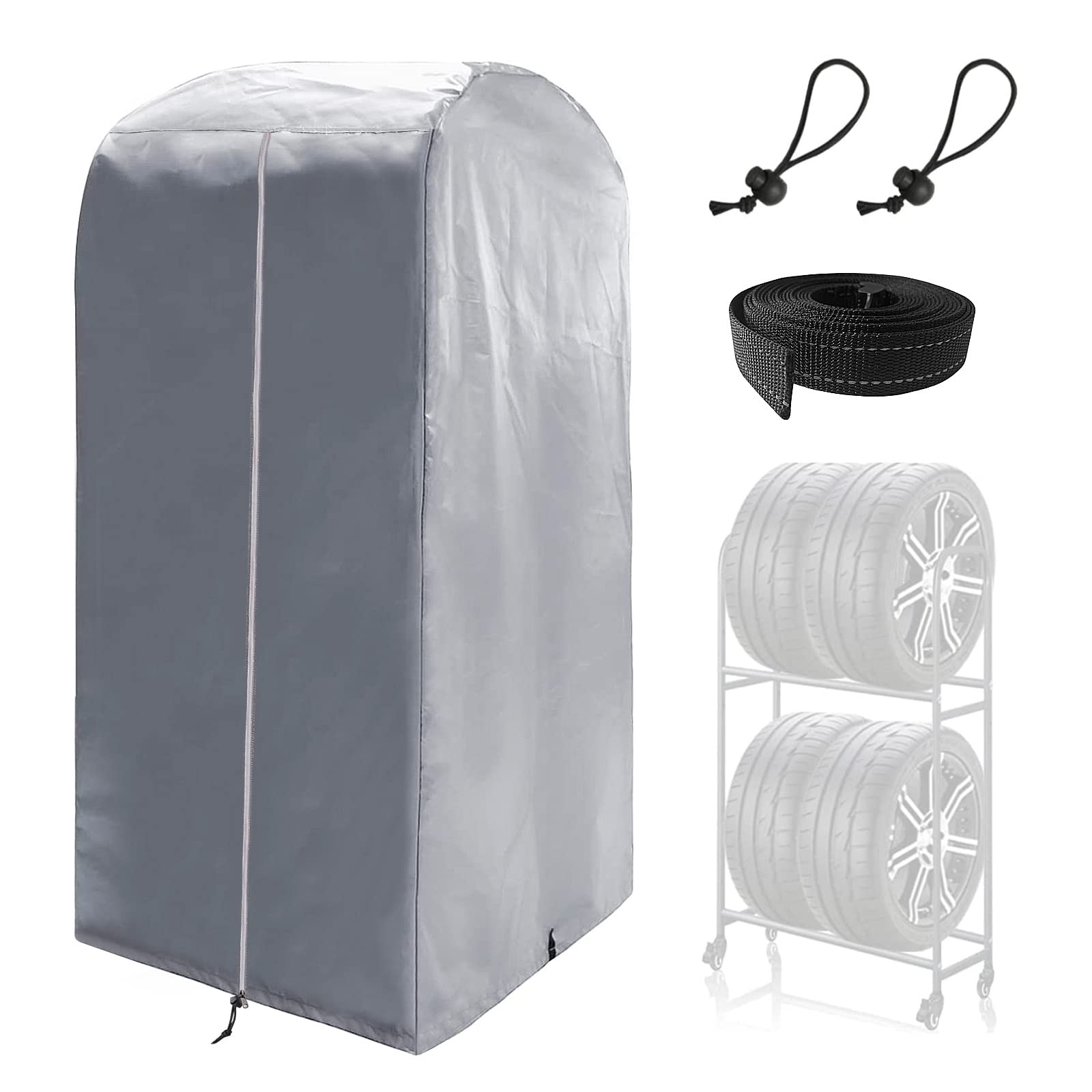 

ZATOOTO Tire Rack Cover, Outdoor, Zippered, 420D Thick, Waterproof, Holds 4 Tires, UV Protection, Storage Cover, Prevents Deterioration and Dirt, Dura