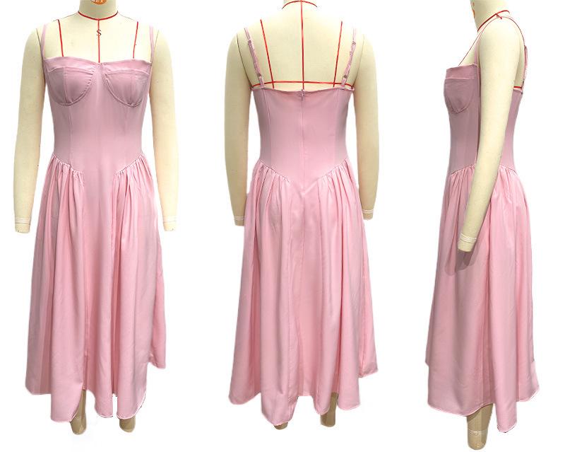 Summer New French Retro Long Dress - Court Style Spaghetti Strap Dopamine Outfit for Women
