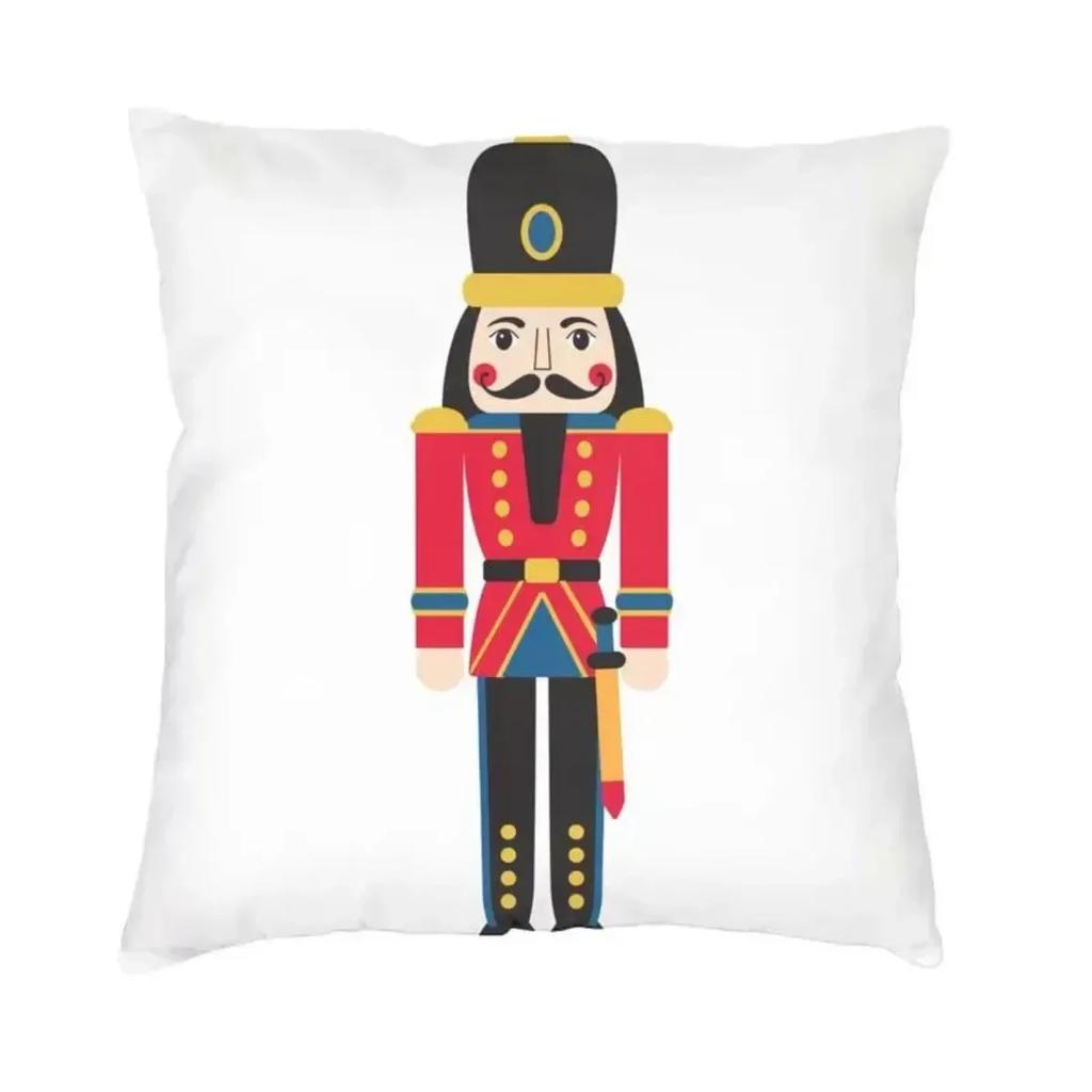 Nutcracker Soldier Toy Christmas Gift Cushion Cover Sofa Home Decorative Square Pillow Case 45x45cm
