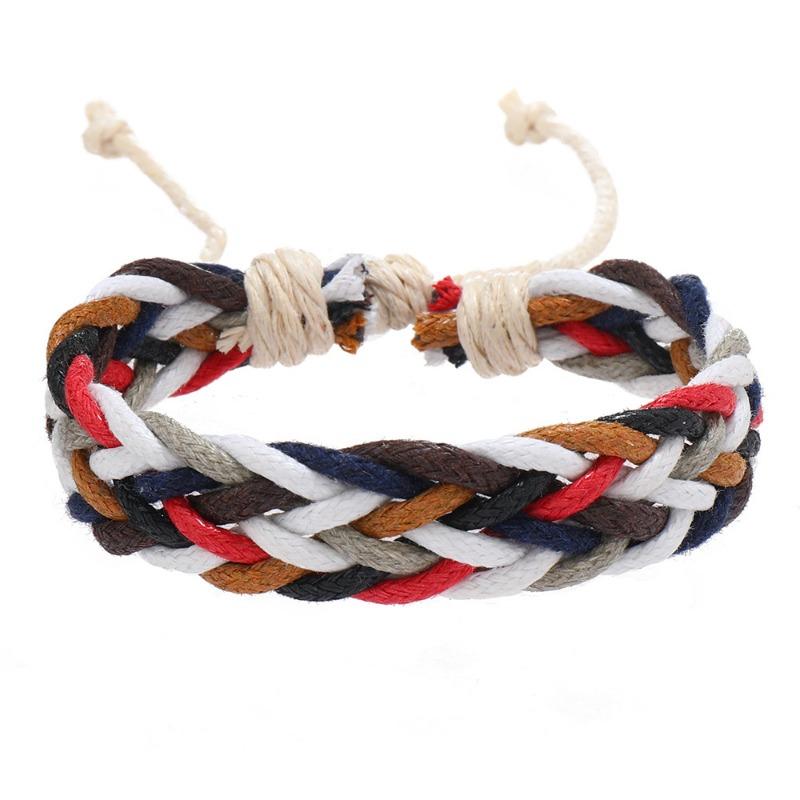 New Colored Wax Thread Couple Hand Rope Hand-woven Bracelet Simple Casual Six-piece Bracelet