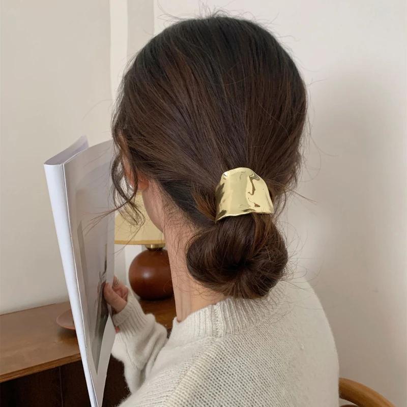 Koreanische Metall Unregelmäßige Konkav-Konvexen Lava Einsatz Haarnadel für Frauen Retro Hochwertige Pferdeschwanz Halter Haarnadel Kopfschmuck