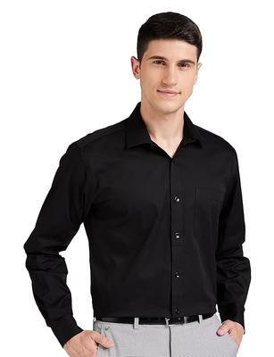 Heren effen katoenen formele blouse | Effen | Lange mouw - Regular Fit
