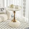 French Slim Waist Wrought Iron Side Table: European Style for Apartments, Sofas, or Bedrooms - Small Round Coffee or Bedside Corner Table