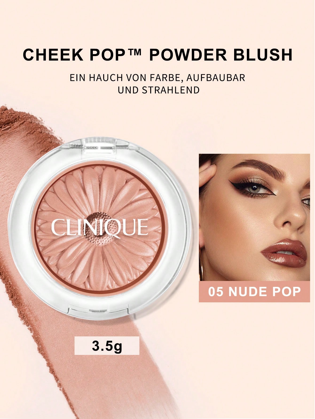 CLINIQUE Румяна-пудра Cheek Pop - Натуральное сияние | 3.5Г #05 NUDE POP