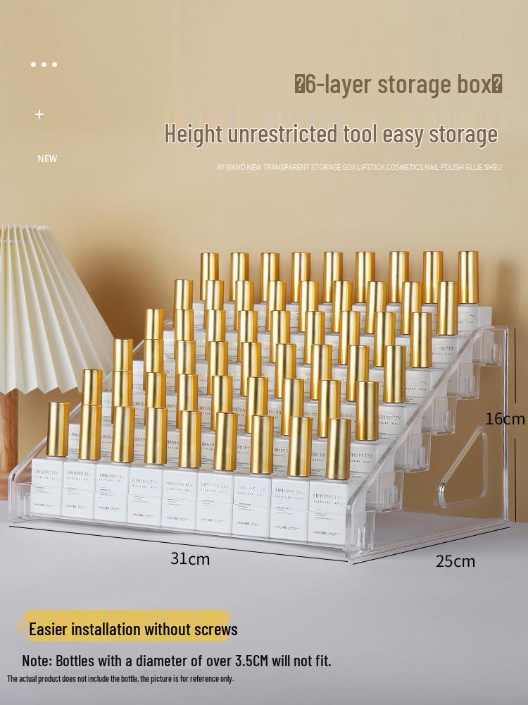Multilayer Transparent Nail Polish Display & Storage Box for Nail Art, Lipsticks, Eyeshadows, and UV Gel Tools.