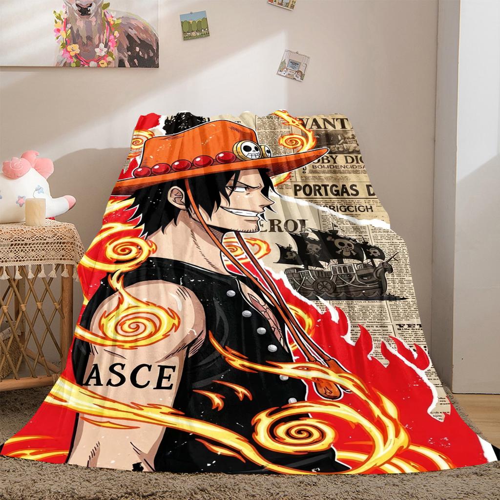 Anime One Piece Flannel Lightweight Blanket Home Decor Sofa Bed Travel Cover Family Gift For All-Season LXR170