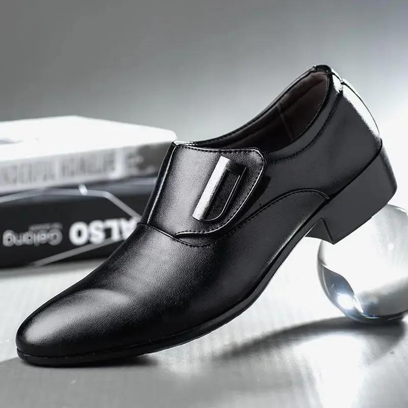 High Quality White Leather Dress Shoes Mens Breathable New Formal Business Derby Shoes Man Casual English Shoes for Men Sneakers