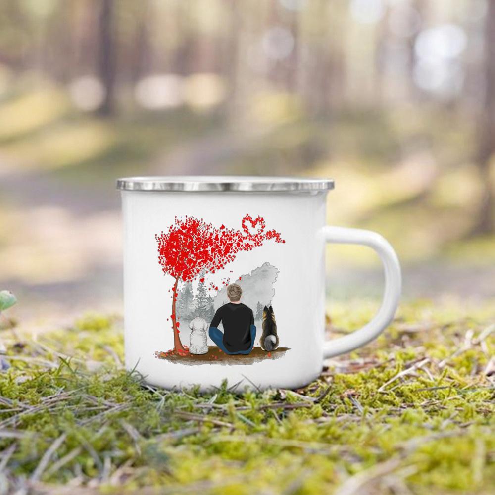 Personalized Name Enamel Mug Custom Dog Lovers Gift for Dog Mom Dog Parents Tea Cup Drink Tea Milk Mugs Festive Best Gifts
