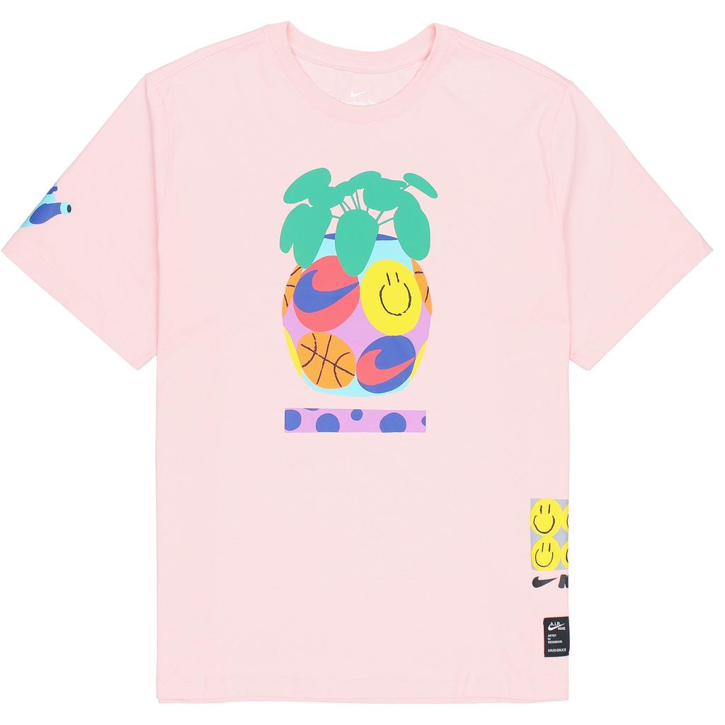 Nike Cartoon Smiley Print Casual Sport Round Neck Short Sleeve T-Shirt Men Tops Pink DQ1886-610