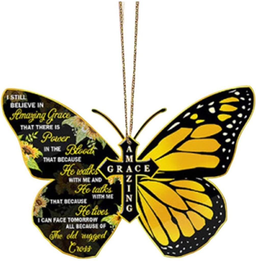 Enchanting Acrylic Vintage Butterfly Car Pendant Decorative Piece For Festive Occasions