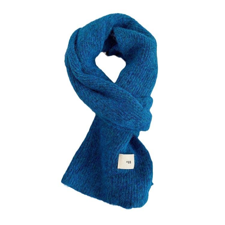 Korean Version Of The New Versatile Warm Solid Color Knitted Scarf With Wool Yellow-Green Cute Little Scarf Women