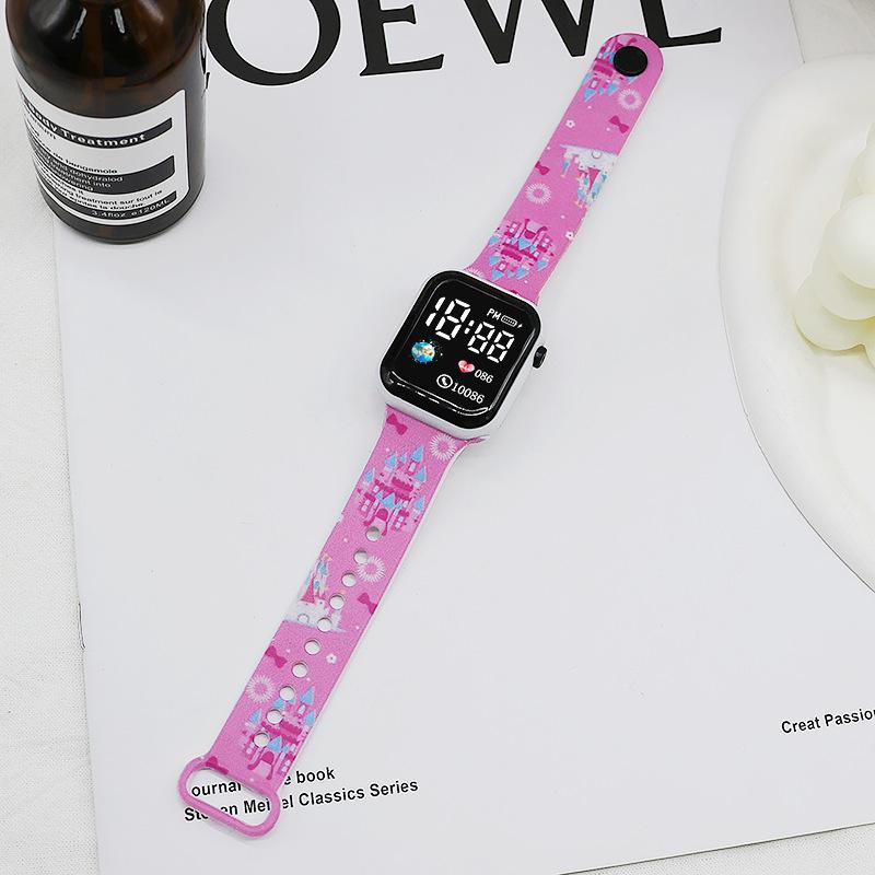New Cartoon Led Electronic Watch Boys Girls Children Plastic Led Digital Cartoon Square Sports Watch