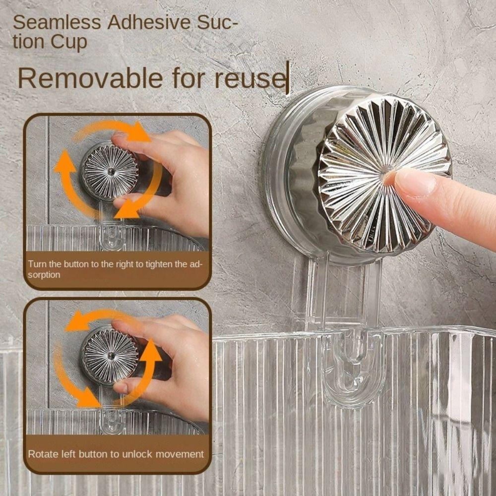 No-Drill Suction Cup Storage Rack Transparent Shower Storage Holder Wall-Mounted Shelf Rack  Home