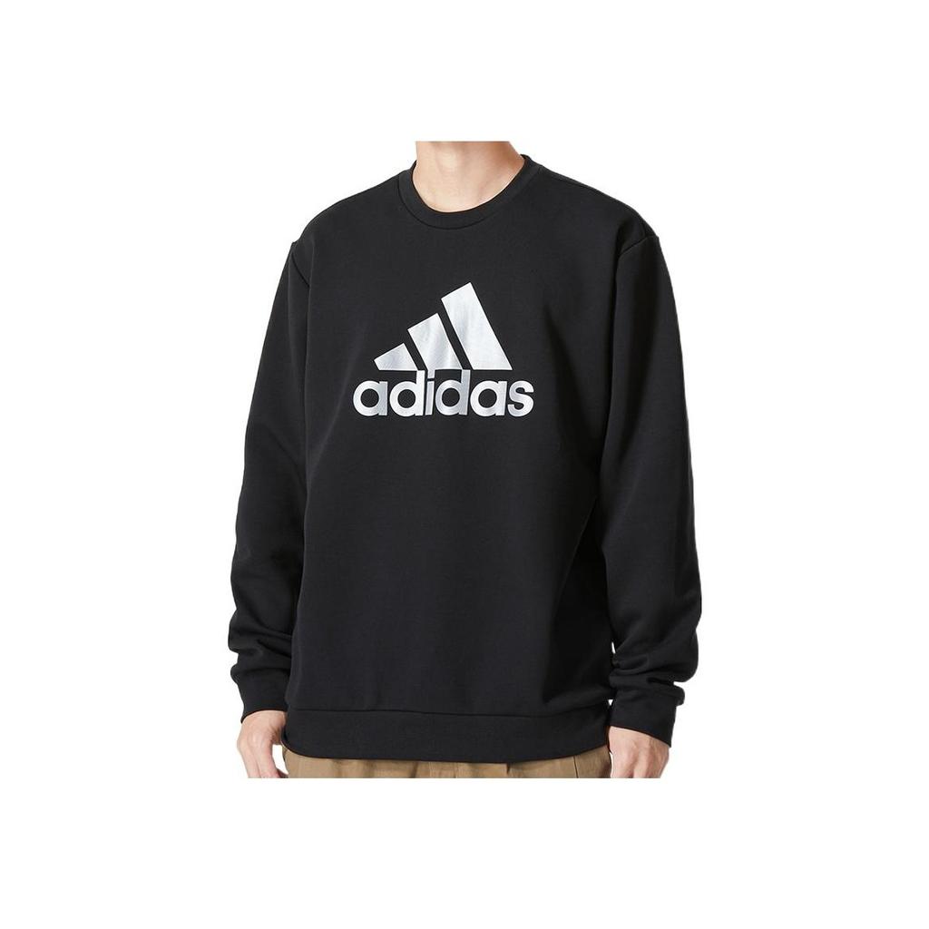 adidas Logo Print Crew Neck Sweatshirt Men Tops Black HM2960