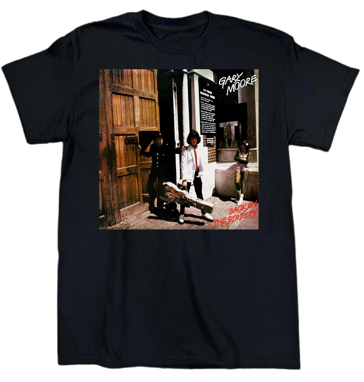 Vtg GARY MOORE Back On The Streets Cotton Black All Size Unisex Shirt TR643 XXXL