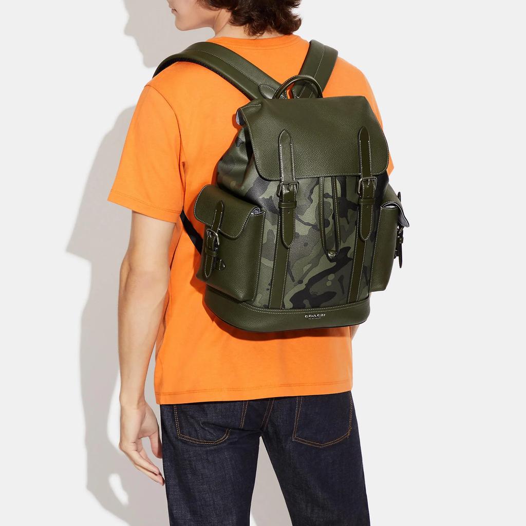 New COACH Cow Leather Backpack Tubas Men's Army Green C9968-QBDOL