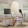 LED Floor Lamp, Eye-Friendly Light, Floor Lamp with Remote Control, Adjustable Brightness, Plastic, Metal, White