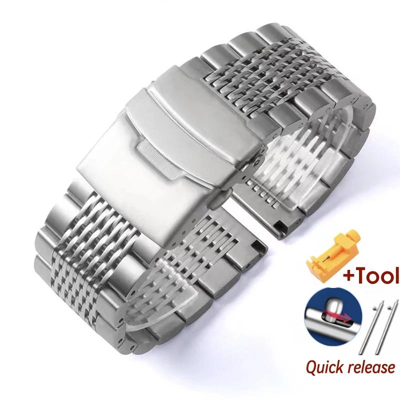 18 20 22 24mm Stainless Steel Watch Band For Samsung Galaxy Watch 7 6 5 40mm 44MM Straps For Huawei Gt5 Pro 42 46mm GT3 Bracelet