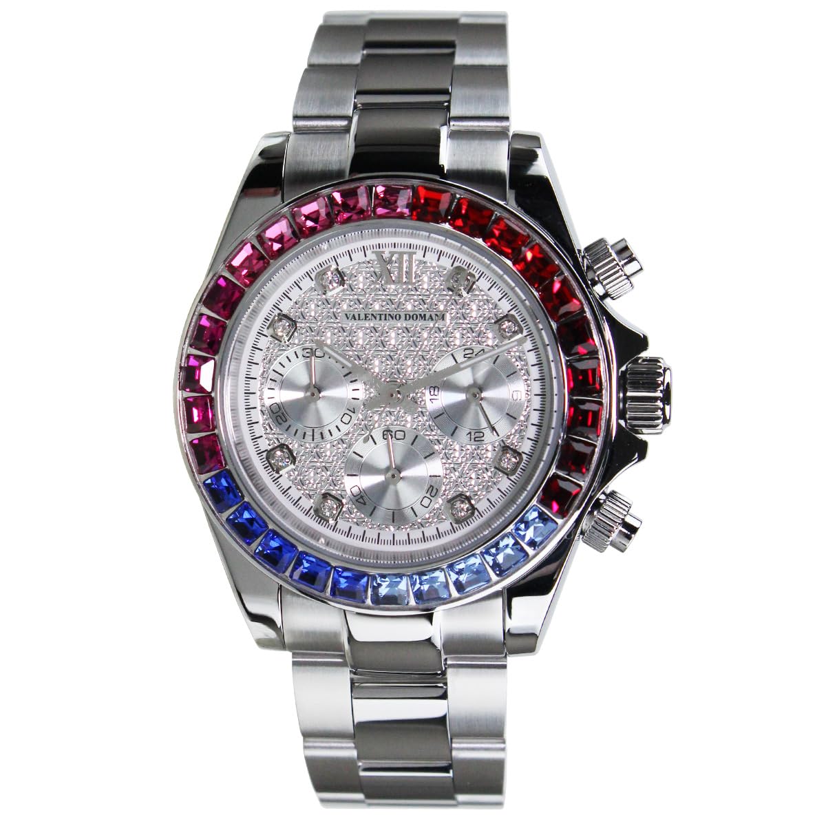 

VALENTINO DOMANI Watch with Silver and Zirconia Bezel Men s Zirconia, Face, (VD006MSS)