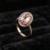 Luxury Oval Gemstones Champagne Crystal Zircon Diamonds Rings for Women Rose Gold Color Jewelry Bijoux Bague Party Accessory