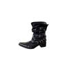 Cowhide Version~ Niche Spice Girl Leather Rivet Short Tube Western Cowboy Boots Women's Thick Heel Locomotive Martin Boots Leather Boots