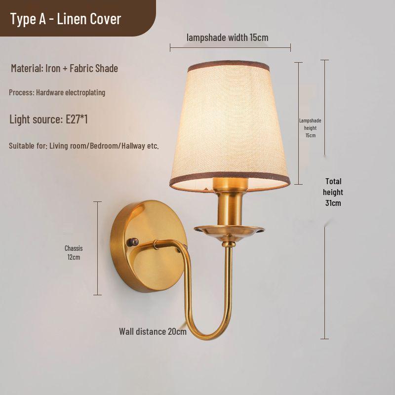 Antique Bronze Wall Light: European-Style Single Head for Bedroom, Living Room, Corridor.