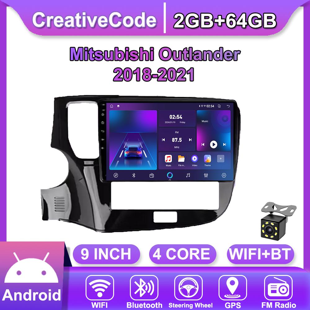 Android Car-Play Car Radio For Mitsubishi Outlander 2018-2021 Multimedia Player Head Unit Stereo GPS Navigation BT WIFI,2+64GB