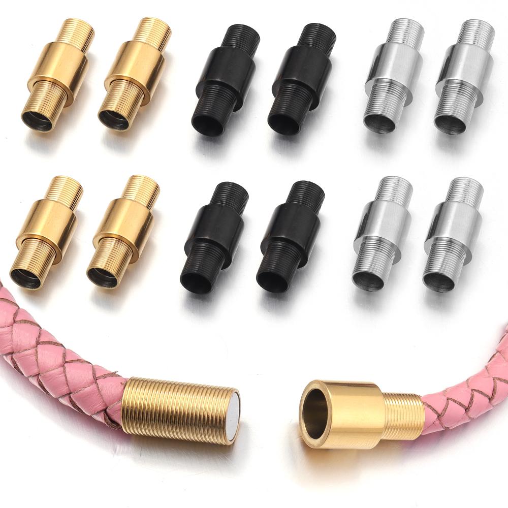 2pcs Stainless Steel Magnetic Clasp 6mm Hole Magnet Clasps Buckle For DIY Handmade Jewelry Making Leather Cord Bracelet Supplies