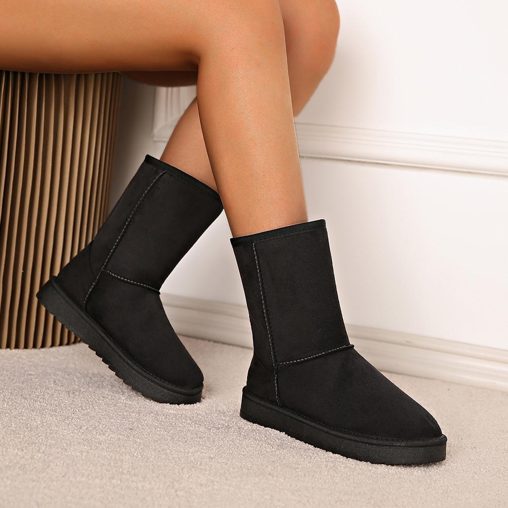 Women's lightweight and comfortable winter warm and cold padded snow boots non-slip wear outdoor casual sneakers mid-calf cotton boots