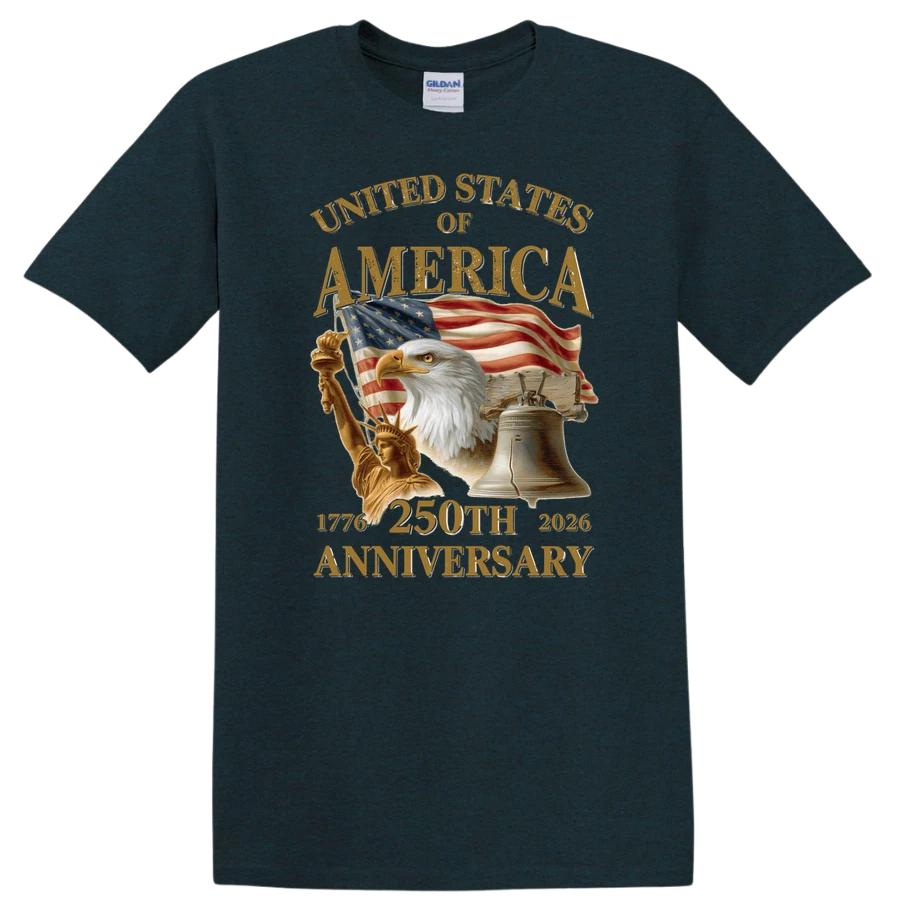 United States Of America 250th Anniversary T Shirt Patriotic Eagle Flag 1776 Tee XXXXL