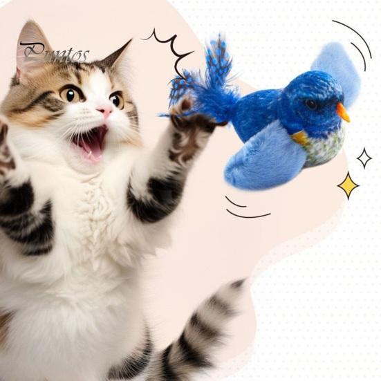 Chirping Bird Cat Toy Interactive Flapping Wings Plush Long-Lasting Battery Operated Stimulate Animal Kitten for Indoor Cats Safe And Durable