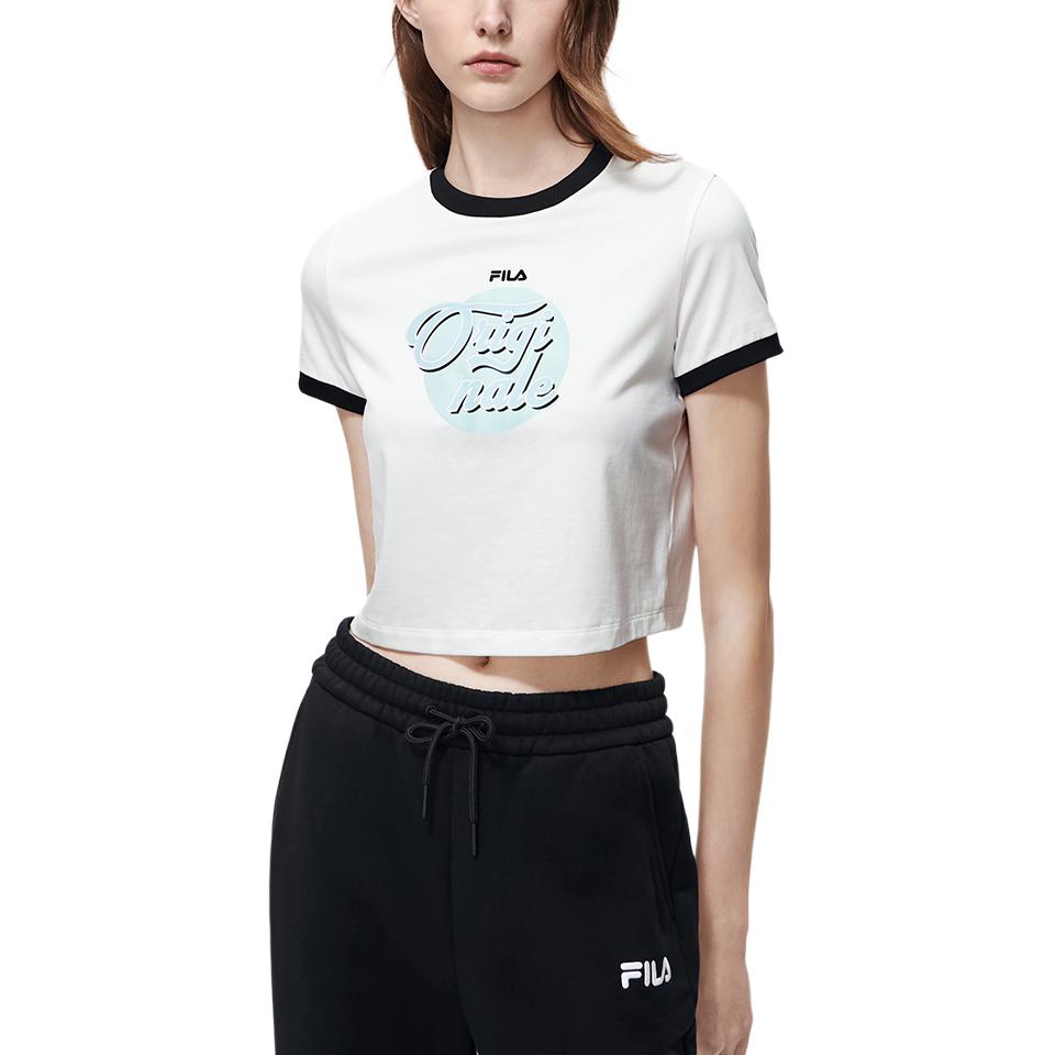 FILA Fashion Casual Basic Simple Letter Pullover Round Neck Short Sleeve T-Shirt Women Tops White F11W319103F-WT