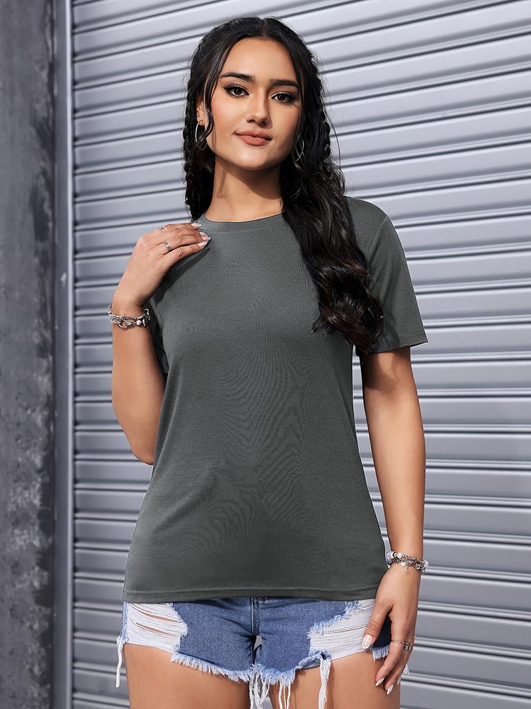 Womens Tops Short Sleeve Crewneck T-Shirts Loose Casual Blouses Summer Tees