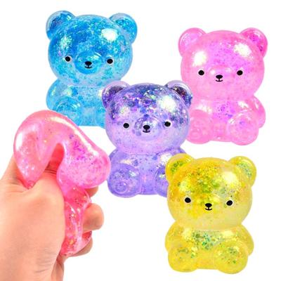 4/8Pcs Squeeze Bear Toys Mini Sequins Bear Figures Squeeze Ball Toy Finger