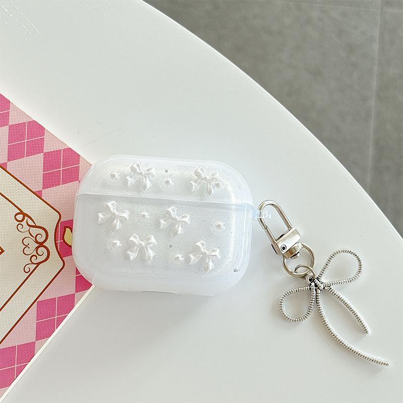 

Three-Dimensional Small Bow For Airpodspro3 Protective Case Apple Airpods4 Bluetooth Headset Case Glitter airpods 1/2 generation