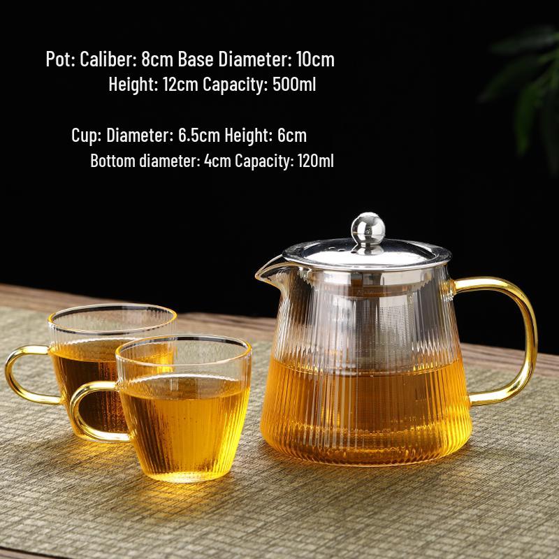 2026 Thickened Glass Teapot with Integrated Infuser – High-Temperature Resistant for Home Brewing