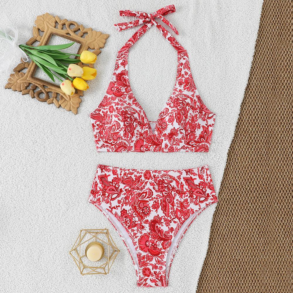Split swimsuit small fresh bikini European and American sexy swimsuit gather bikini S