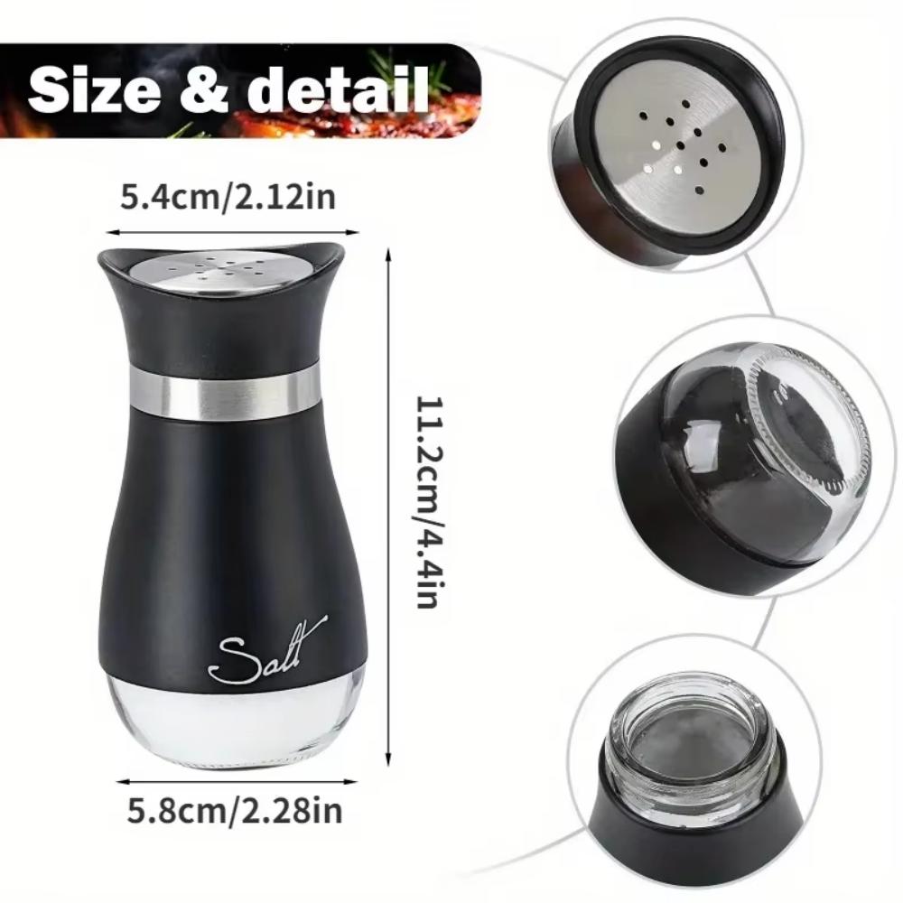 2-piece Glass Spice Jar Set, Used for Storing Pepper, Salt and Other Spices - Highly Suitable for Kitchen Seasoning and Storage