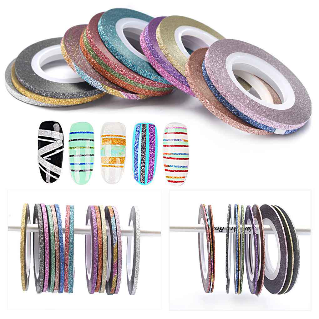 Brand New 14 Colors Glitter Striping Line Tape Sticker Set Art Decorations For Polish Gel 1/2/3mm