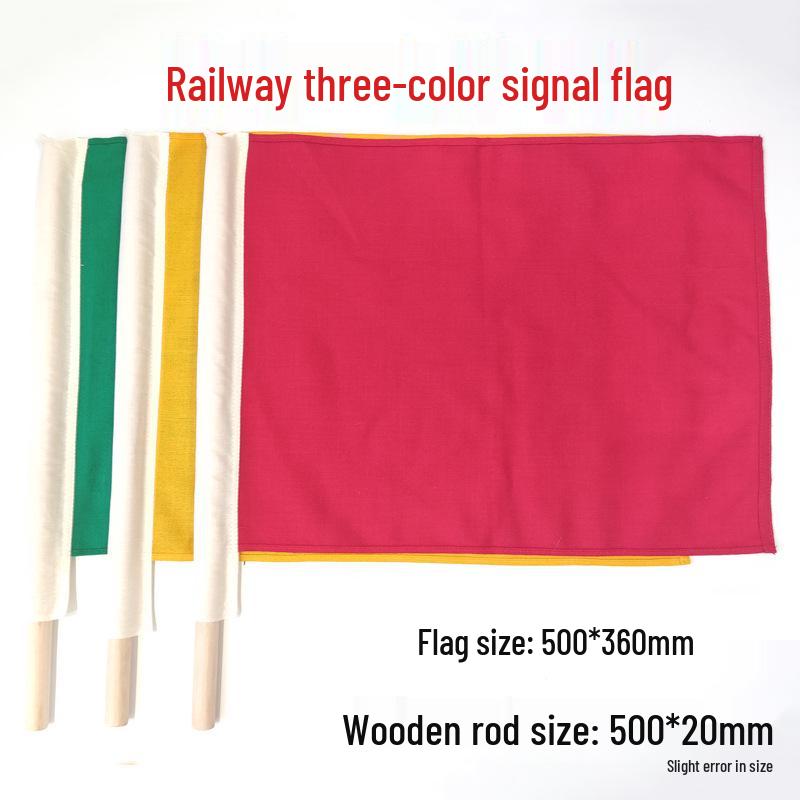 Red-Yellow-Green Three-Color Command Flag with Wooden or Magnetic Pole Wooden pole