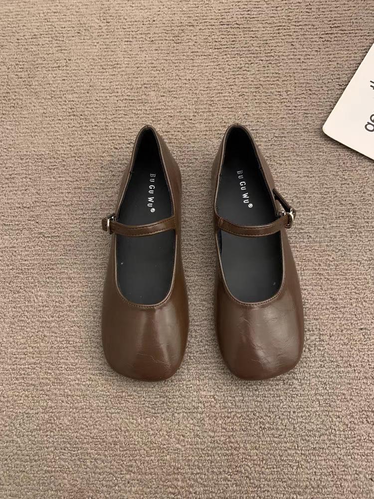 

Весна Новые Туфли Мэри Джейн с квадратным носком, на плоской подошве, с неглубоким вырезом, балетки, одинарные туфли для беременных 40 коричневый