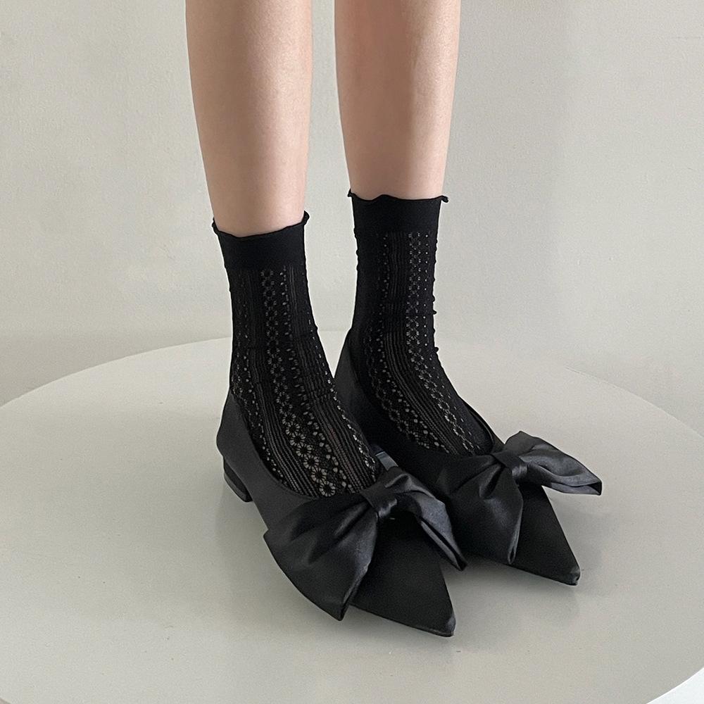 Hollow Out Woman Socks Cotton Velvet Soft Summer Thin Breathable Long Socks Japanese Style Kawaii Cute Harajuku Princess Socks